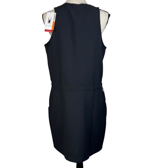 Spyder Medium 1/4 Zip Crepe Dress Lightweight Stretch Sleeveless Pockets Black - Picture 5 of 12
